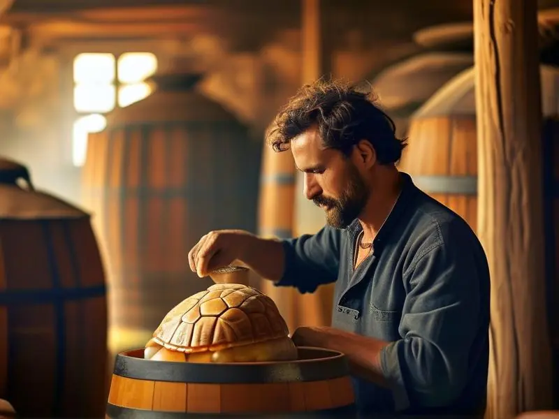 酿酒师泡制龟板酒的过程