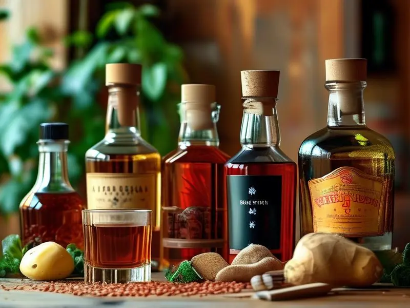 各国白酒及原料展示图