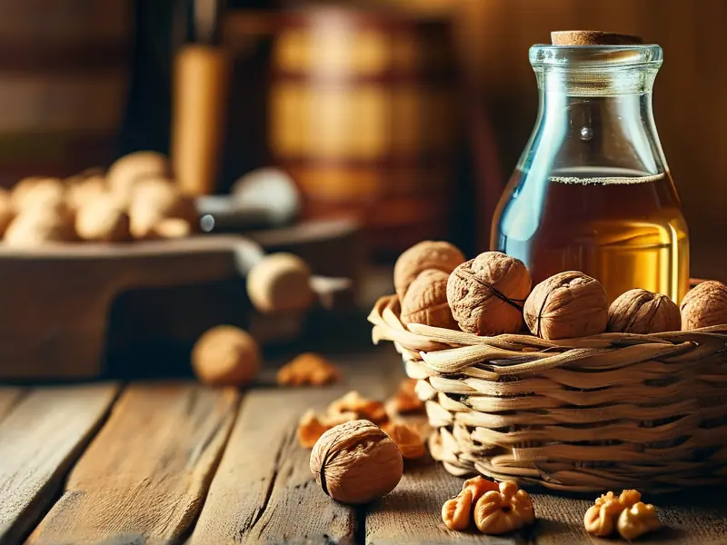 新鲜核桃与自制核桃酒酿造过程实拍图