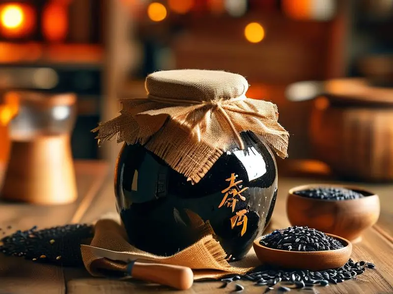 黑糯米酒发酵过程实拍