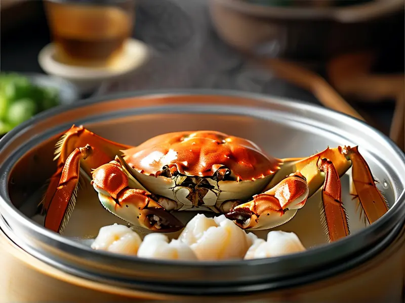 花雕酒蒸大闸蟹成品展示图