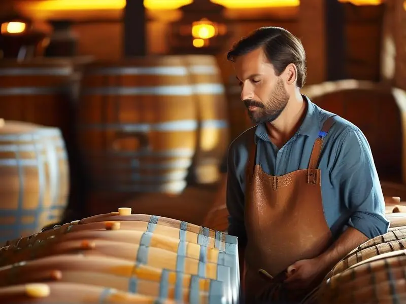 专业酿酒师检查黄酒发酵过程