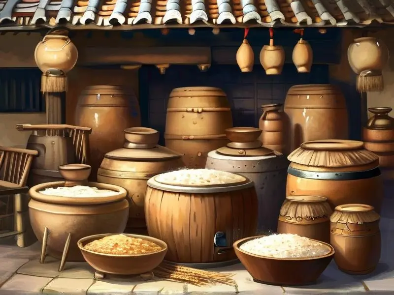 传统黄酒酿造原料与工具展示