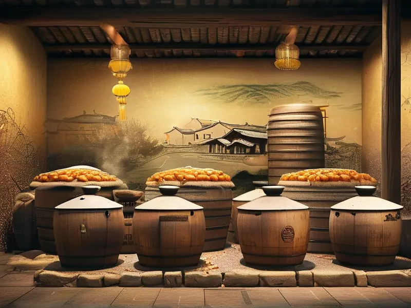 传统黄酒酿造工艺流程展示图