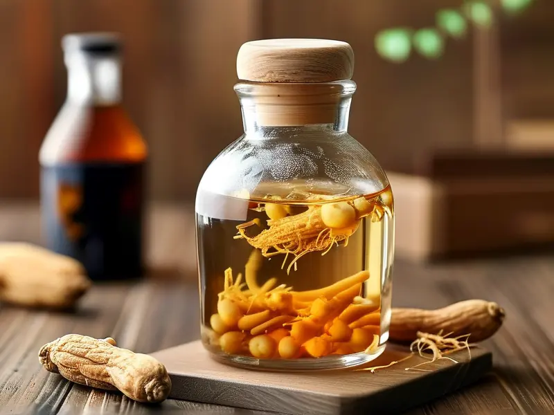 花旗参酒浸泡过程实拍图