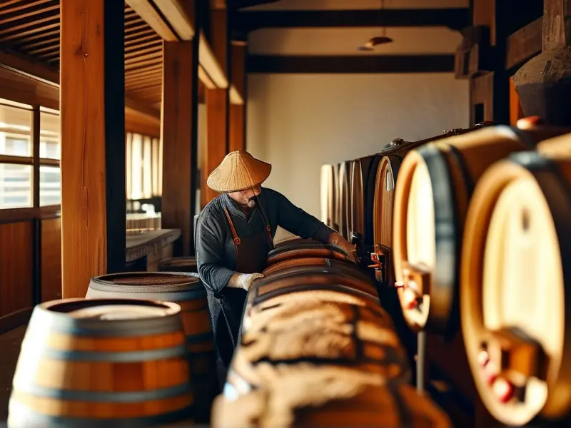 传统酿酒师检查基酒发酵过程