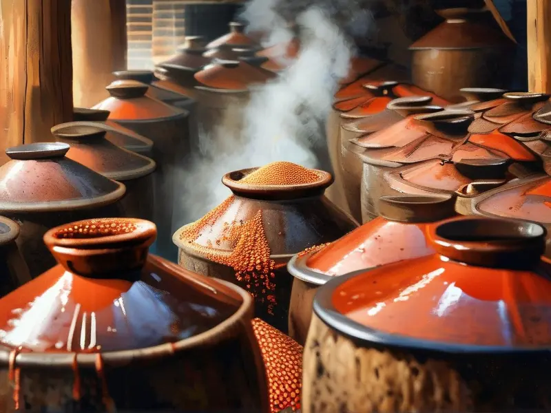 酱酒坤沙工艺下沙工序实拍图