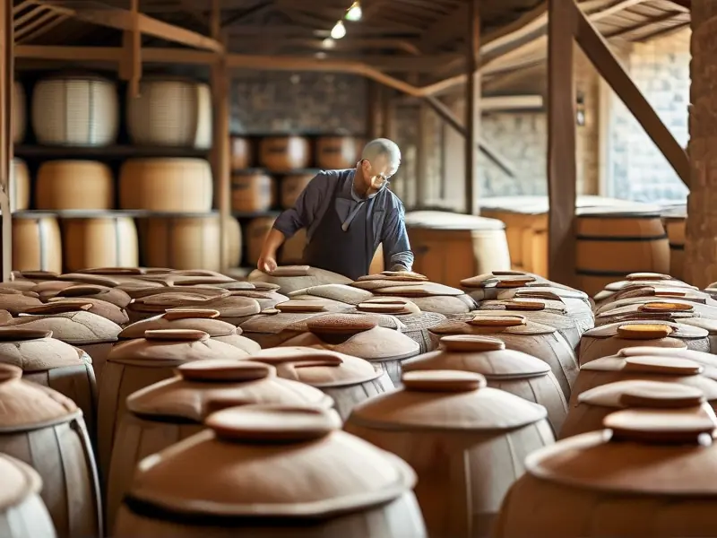 酿酒师检查酱香酒发酵过程