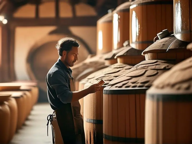 酿酒师检查酱香型白酒发酵过程