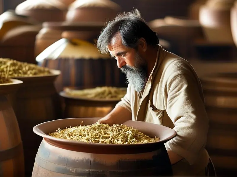 酿酒师制作酒川芎的过程