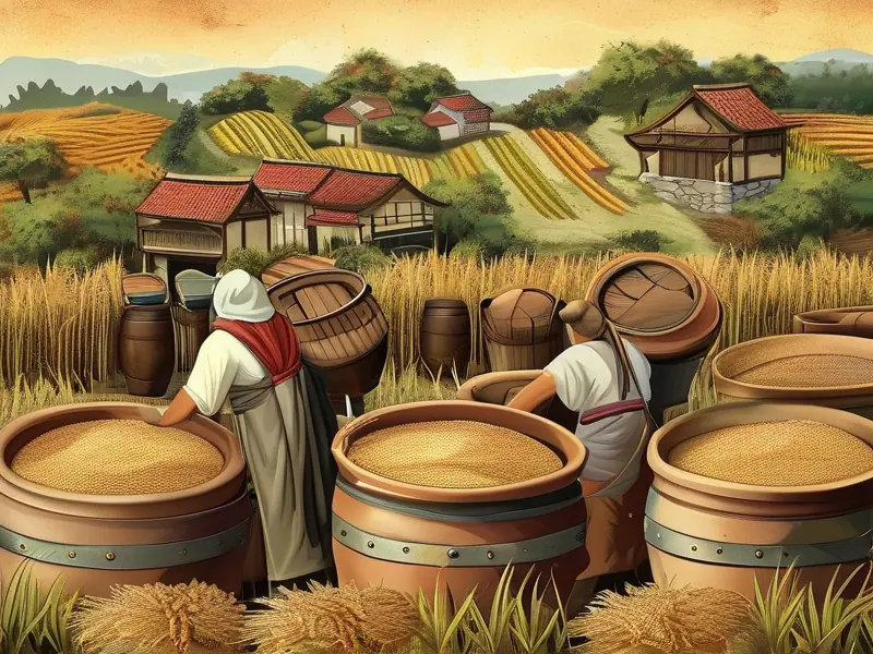 古代酿酒工艺场景展示图