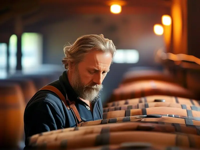 酿酒师检查发酵过程的专业场景