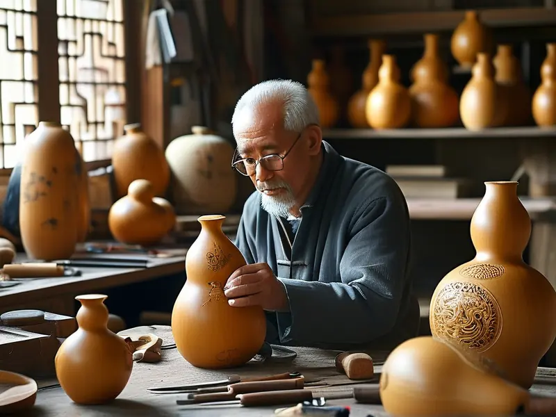 老匠人制作酒葫芦的传统工艺过程