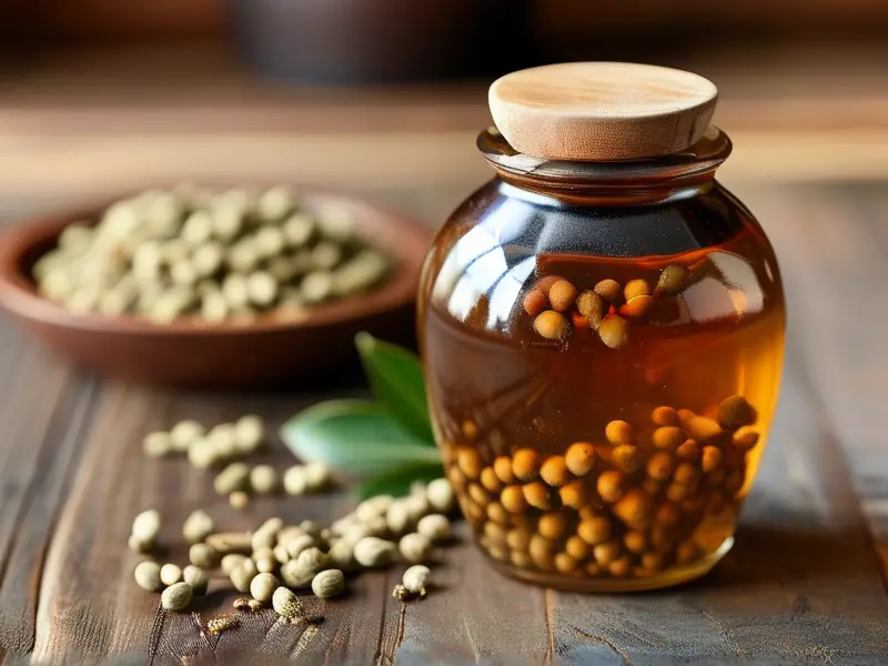 传统工艺酿造的女贞子酒成品展示