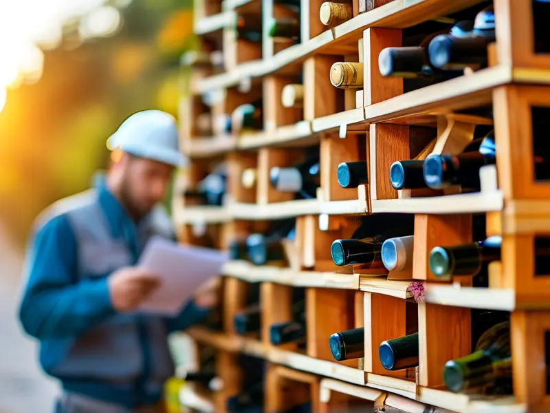 酒类运输车辆装载酒箱并检查手续的场景