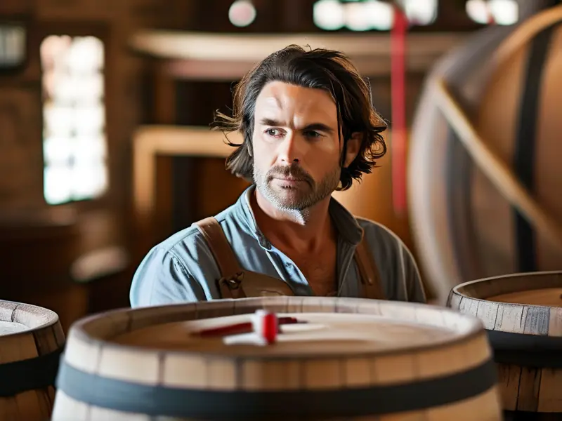 酿酒师检测酒液酸度现场工作照