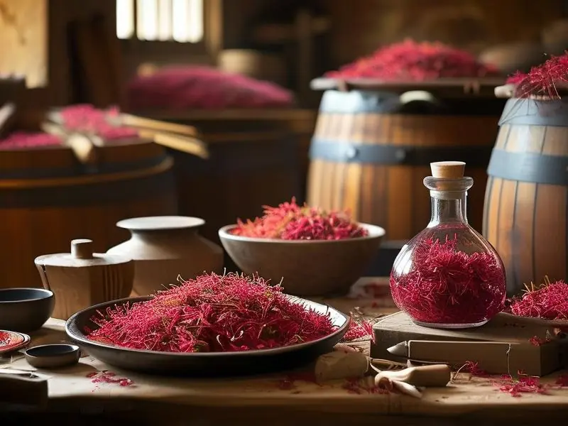 酿酒师炮制酒红花的场景