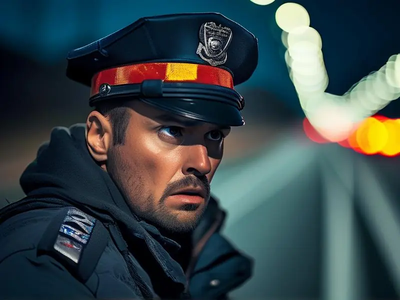 交警对驾驶员进行酒精检测