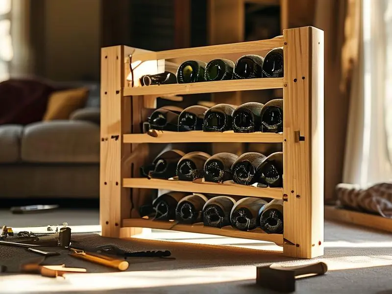 拼装木质酒架的过程