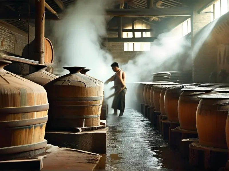 九江双蒸酒传统酿酒工艺现场