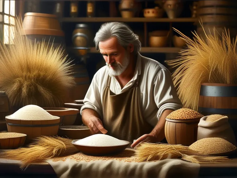 酿酒师手工制作酒曲的过程