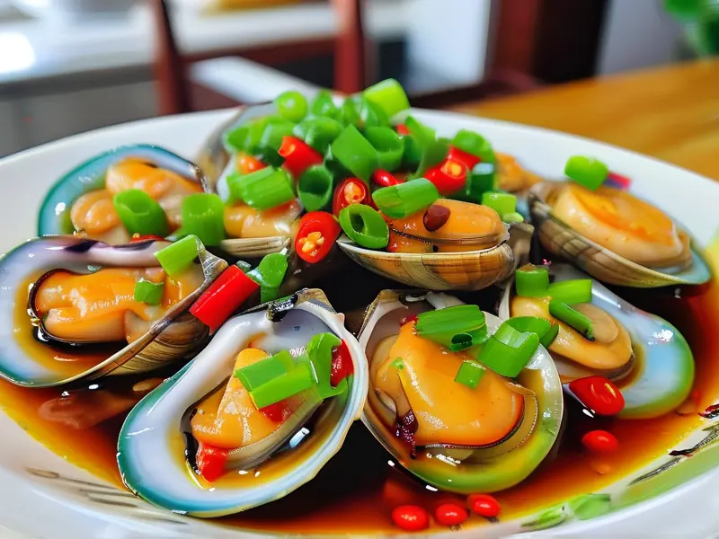 酒煮青口贝成品图