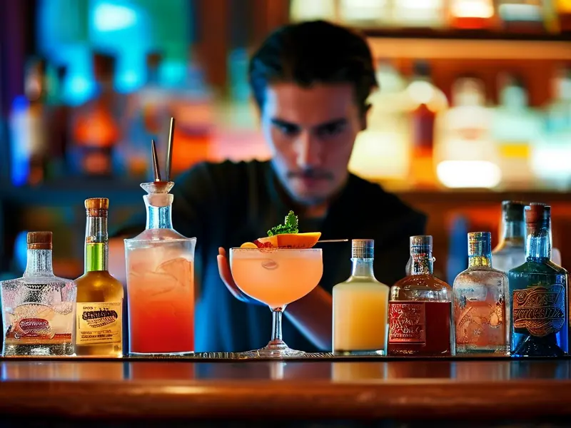 调酒师调制鸡尾酒的场景