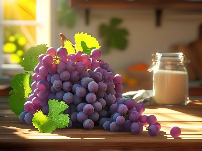 新鲜的巨峰葡萄和泡酒工具