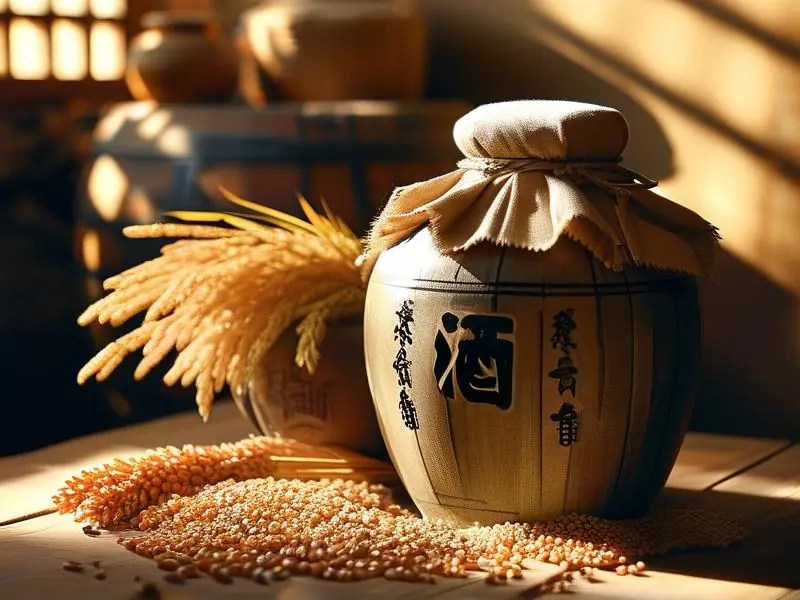 传统粮食酿造白酒与原料展示