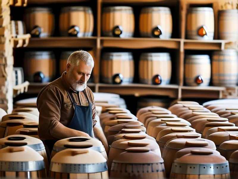 酿酒师检查散酒质量的传统工艺场景