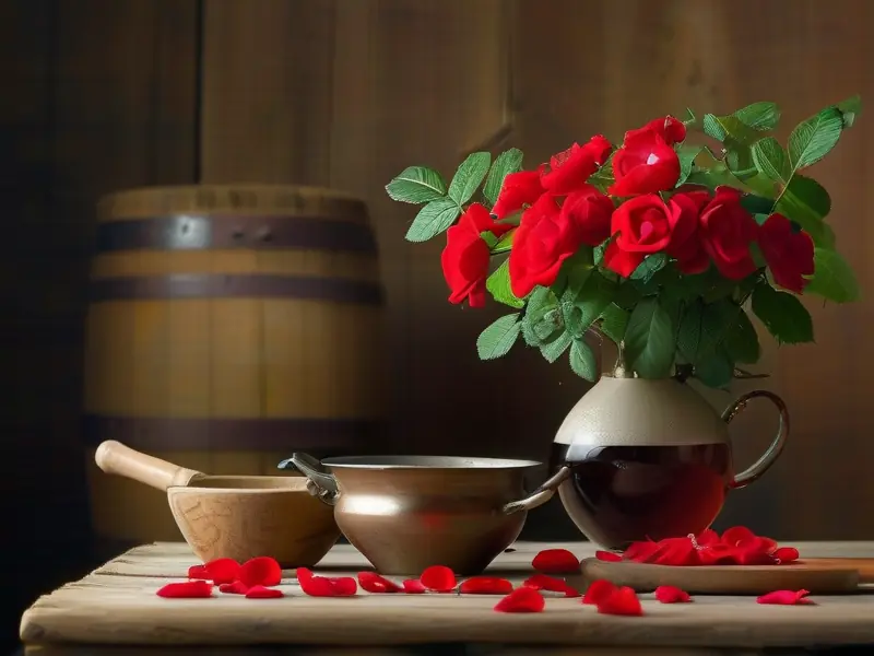 玫瑰酿酒原料与工具展示