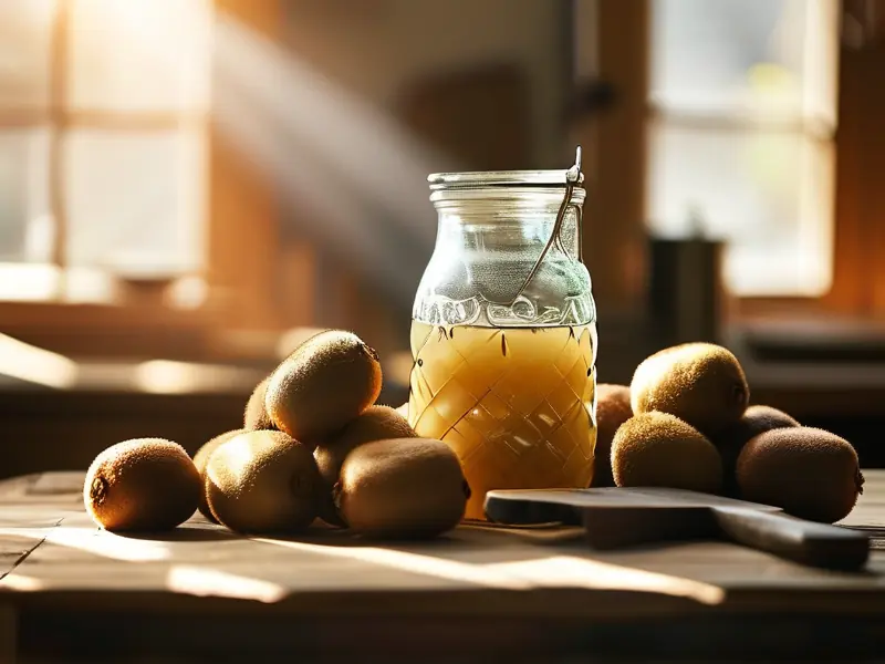 准备酿制猕猴桃白酒的新鲜猕猴桃和工具