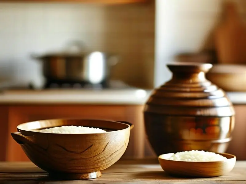 刚酿好的米酒和酿酒工具