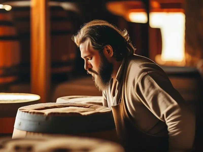 酿酒师检查发酵过程