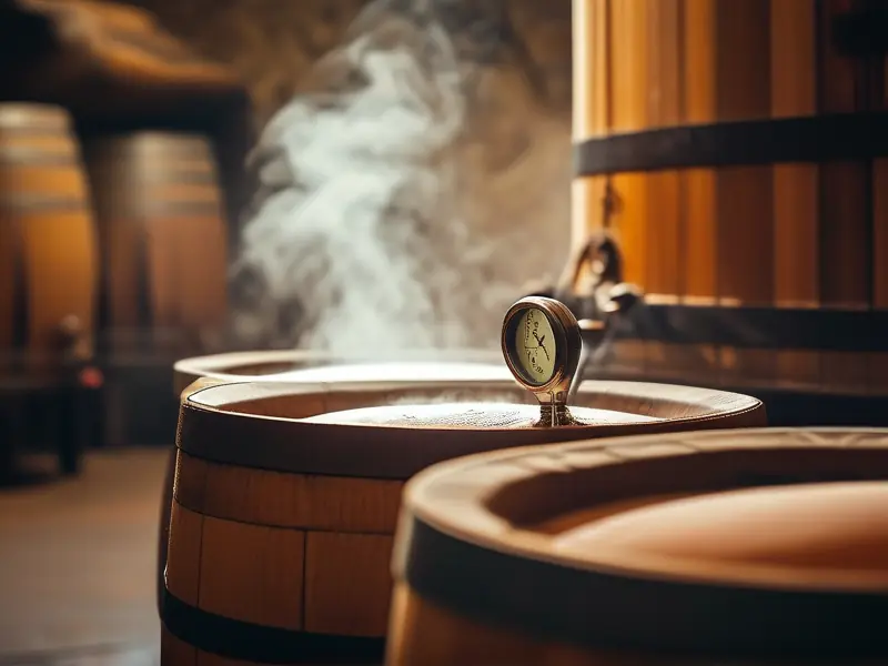 酿酒师测量发酵温度