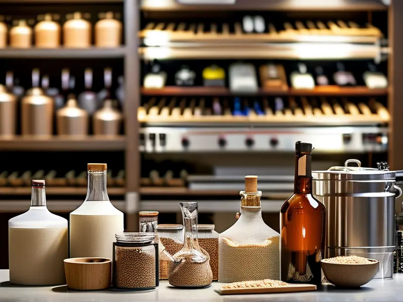 酿酒师检查酿酒设备和原料