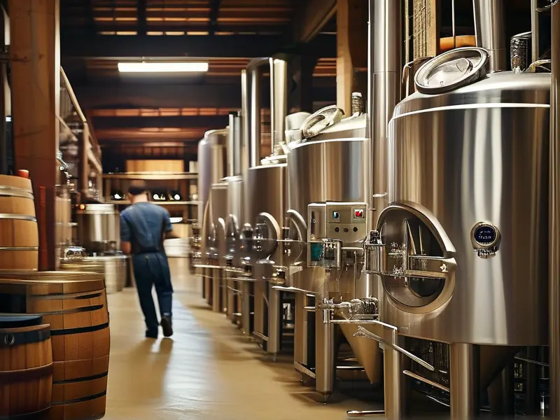 酿酒设备小作坊内部工作场景