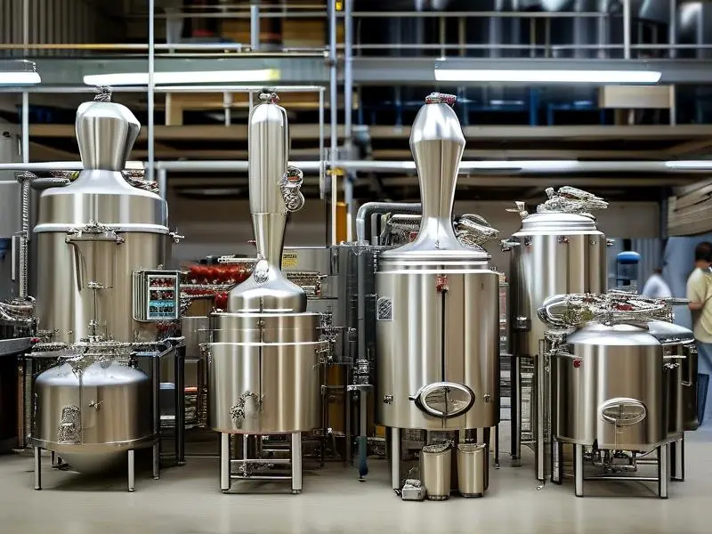 不同规格酿酒设备展示及操作场景