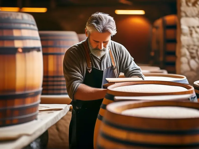 酿酒师检查酒醅的酿造过程