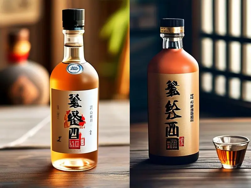 酿造白酒与勾兑白酒标识对比图