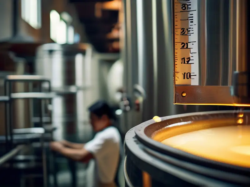 酿酒师监控浓香型白酒发酵温度现场