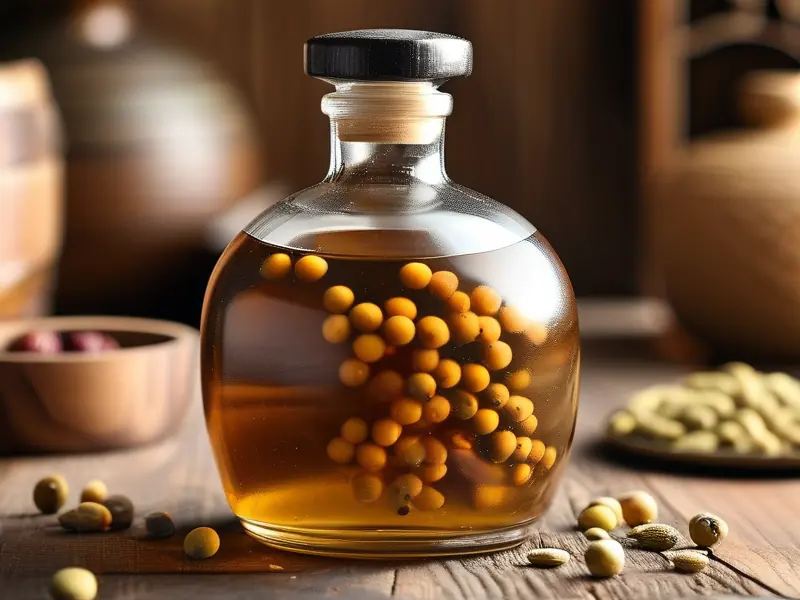 传统工艺泡制的女贞子酒特写