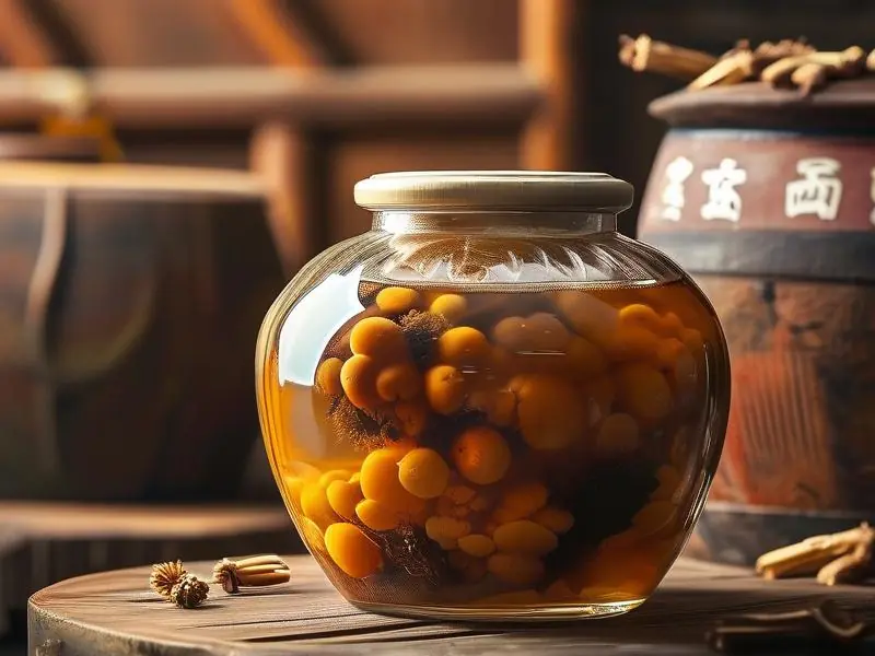 泡制好的灵芝酒展示