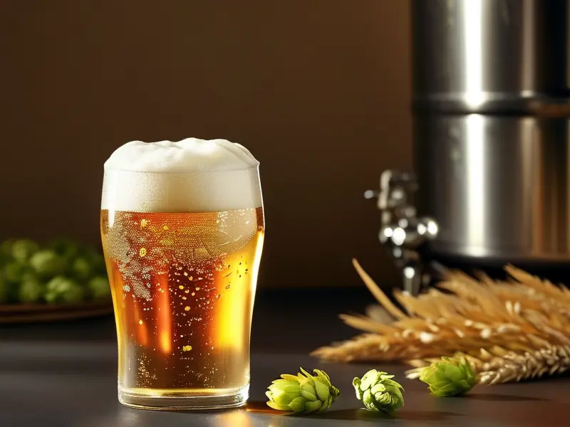 皮尔森啤酒成品展示与酿造原料特写