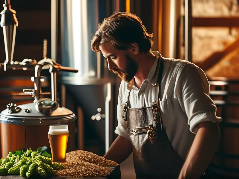 专业酿酒师检查啤酒发酵过程