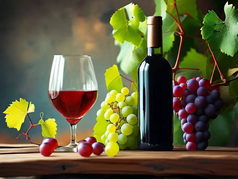 新鲜葡萄与自酿葡萄酒对比展示