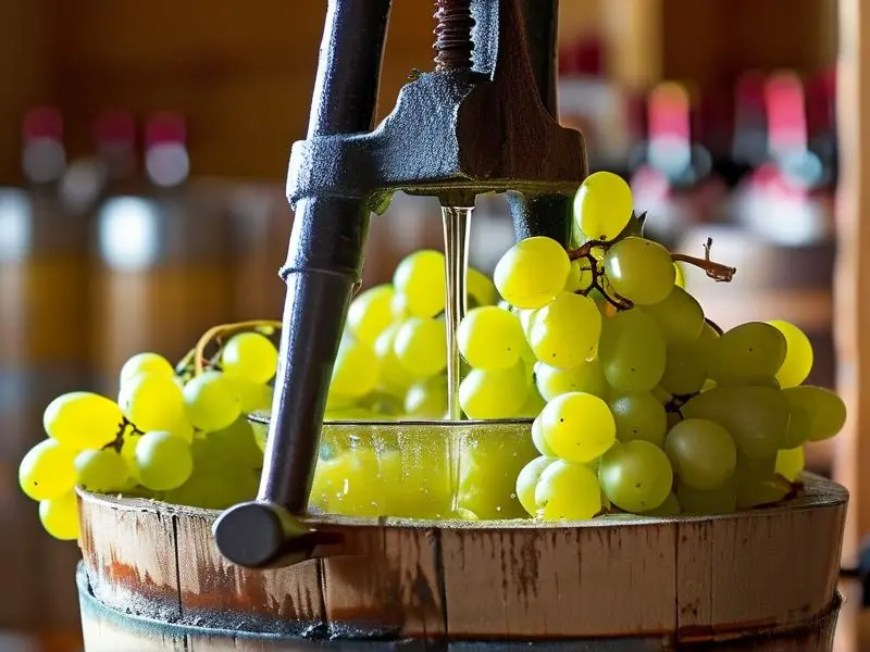 传统木制葡萄酒压榨过程