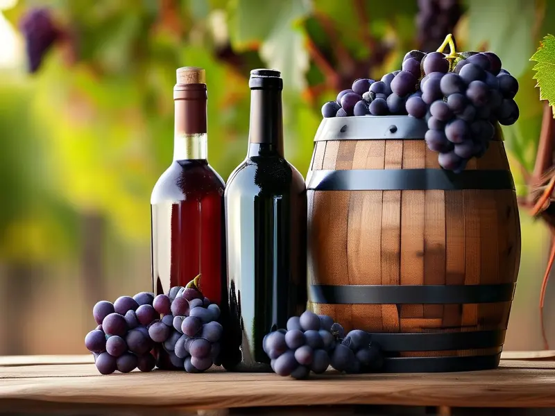 不同材质的葡萄酒酿制容器展示