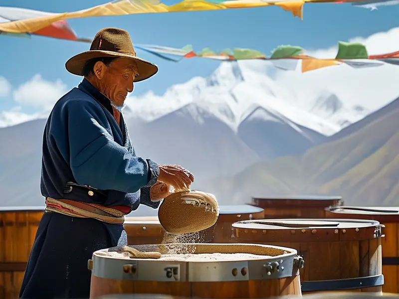 传统青稞酒酿制过程实拍