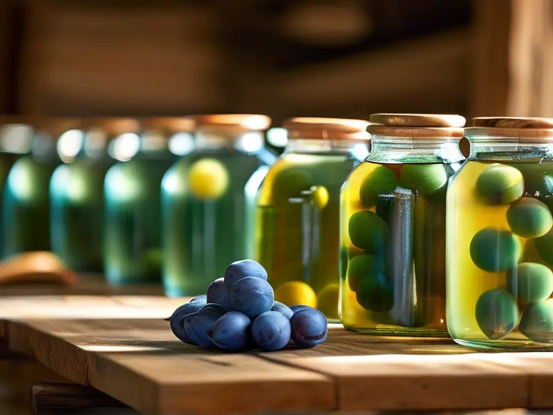 家庭自制青梅酒原料与成品展示